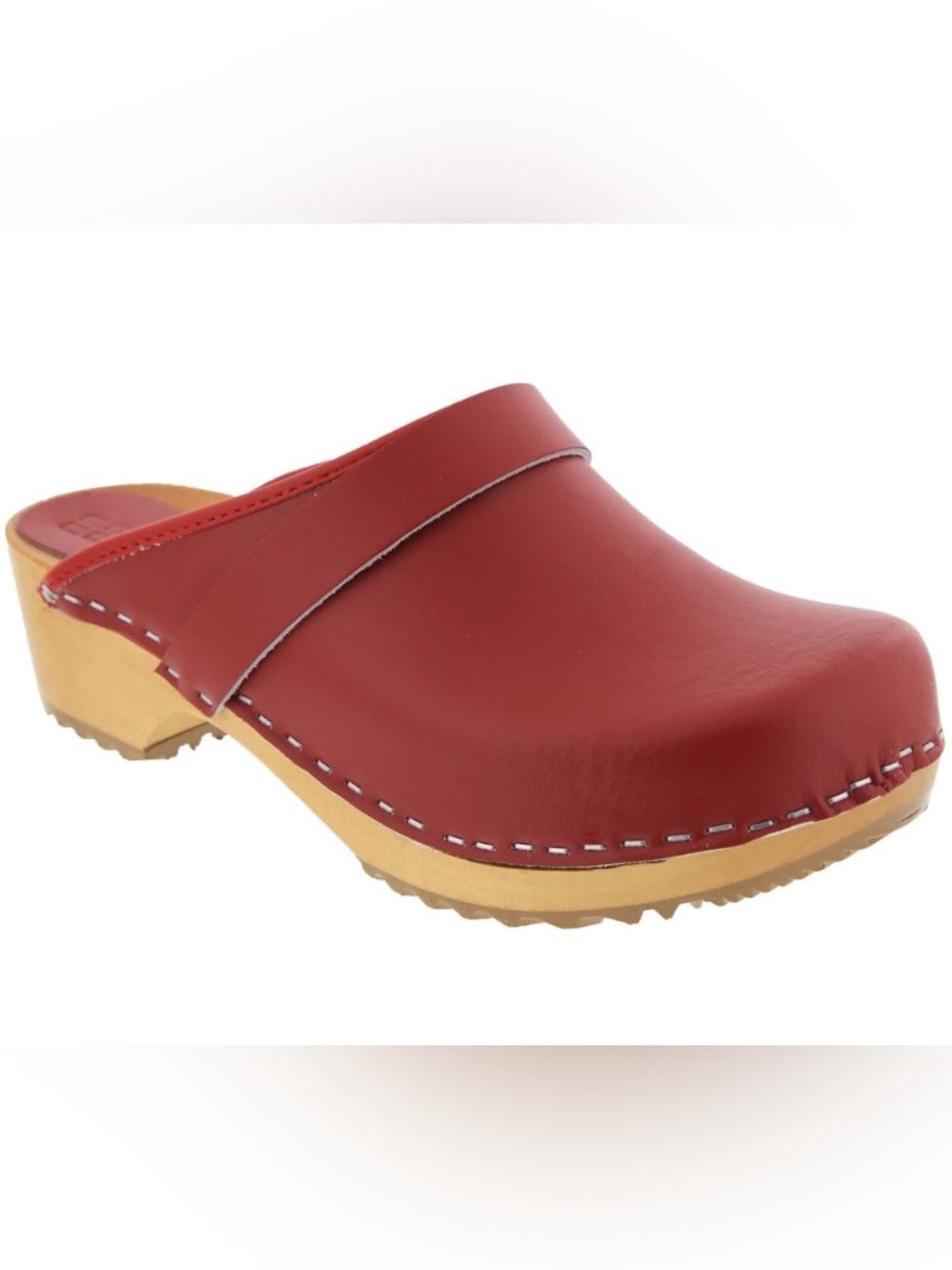 Bjork Red Leather Clog Mule.